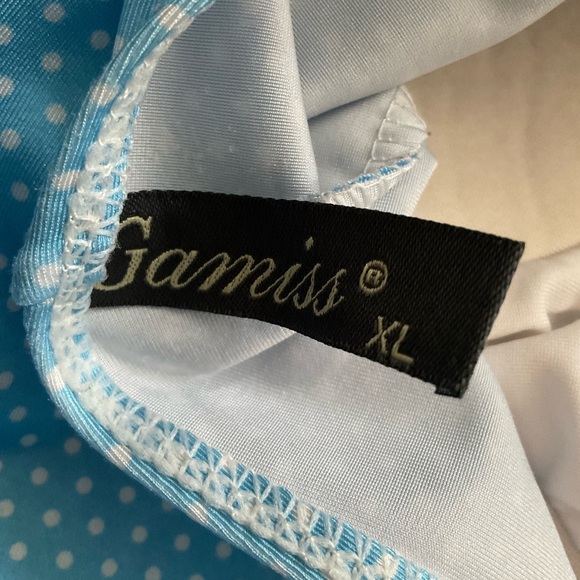 Retro-look pin-up style blue/white polka dot one pc bathing suit size XL - Picture 4 of 4